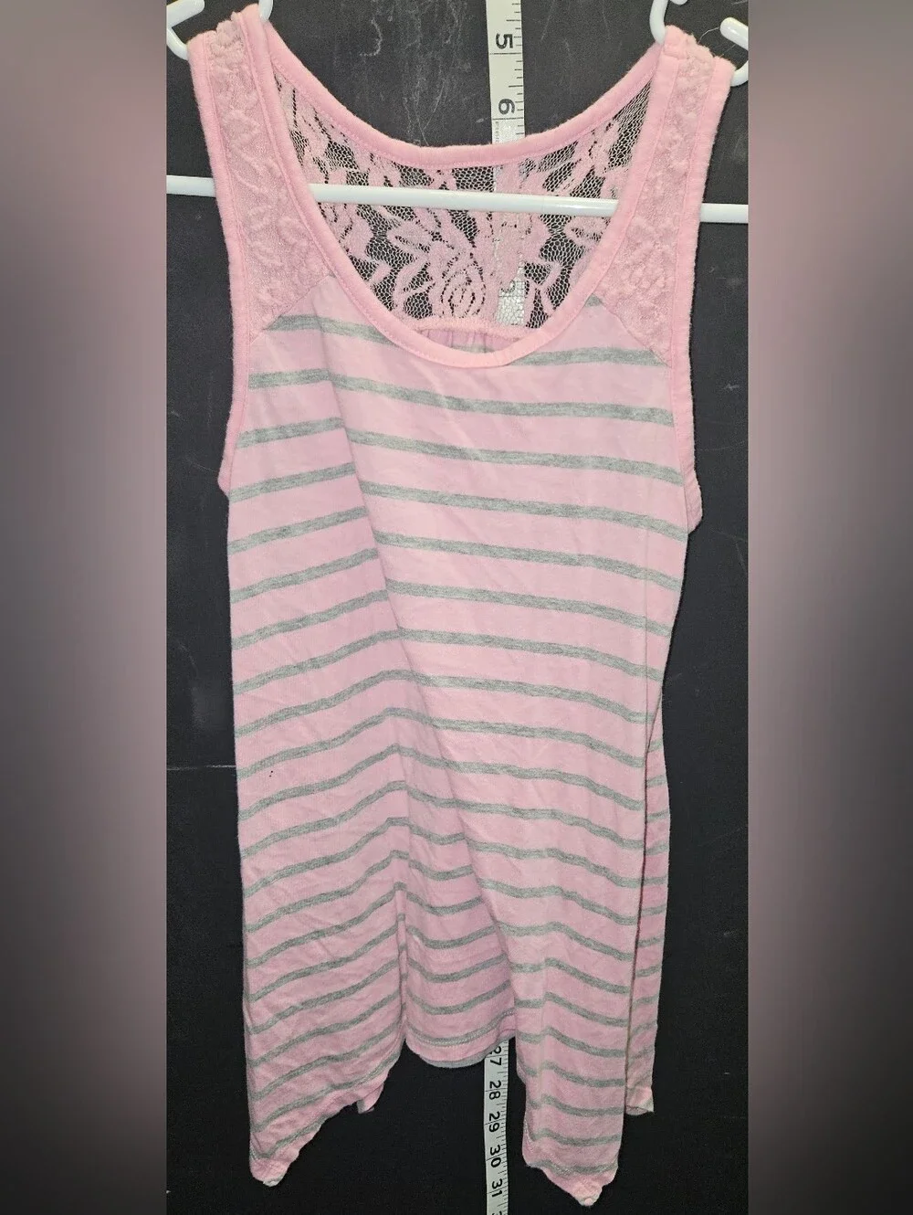 Justice Girls' Pink Striped Lace-Back Tank Top Tunic Size 10